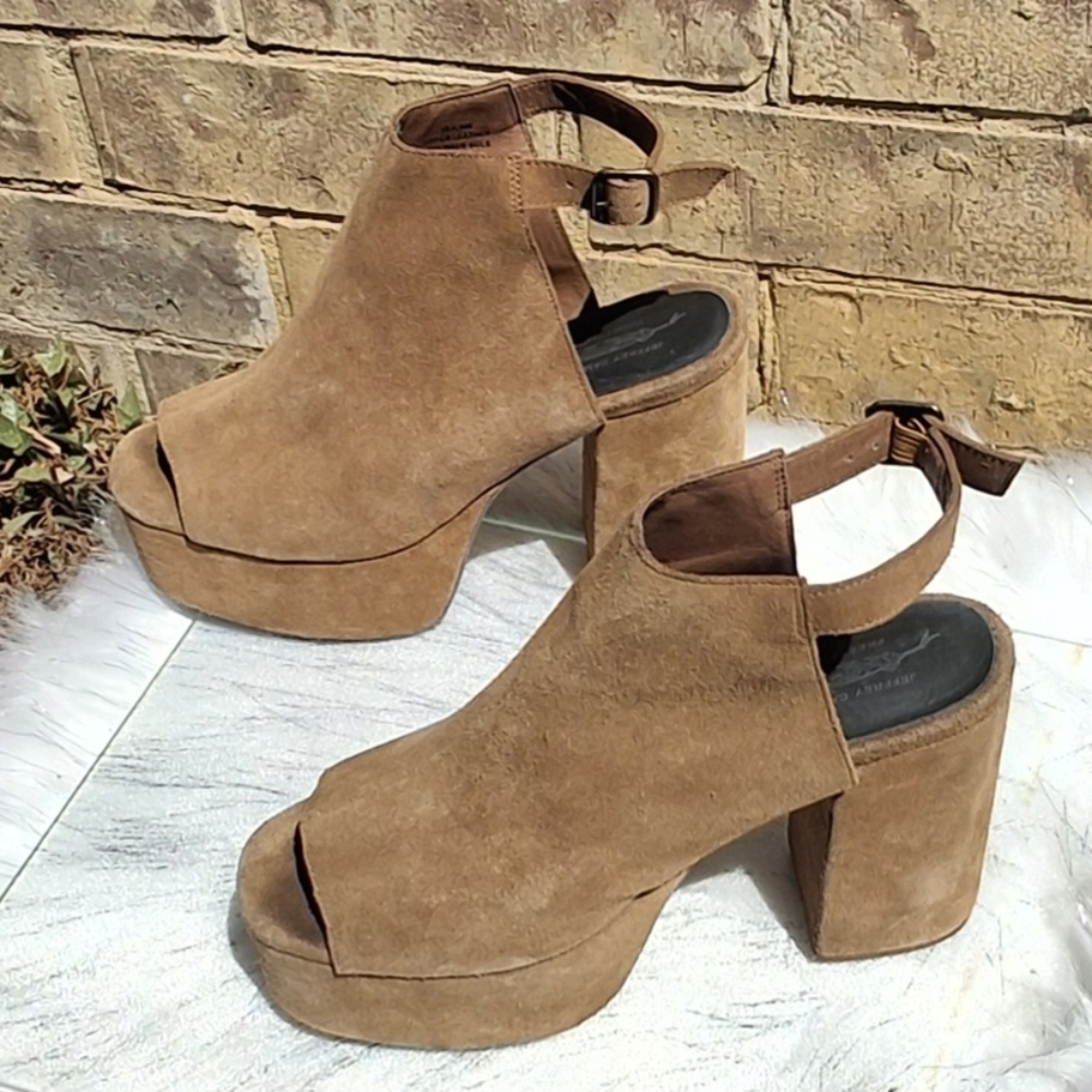 Jeffrey Campbell x Free People Leather Brown Platform Slingback Heels  Size 10 - Picture 4 of 16